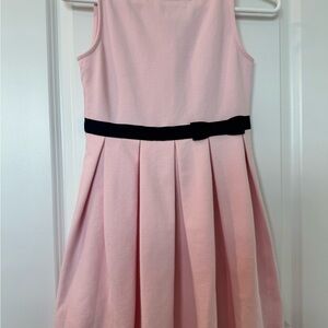 Janie and Jack Size 10 Pink Sleeveless Kids Dress with Black Bow